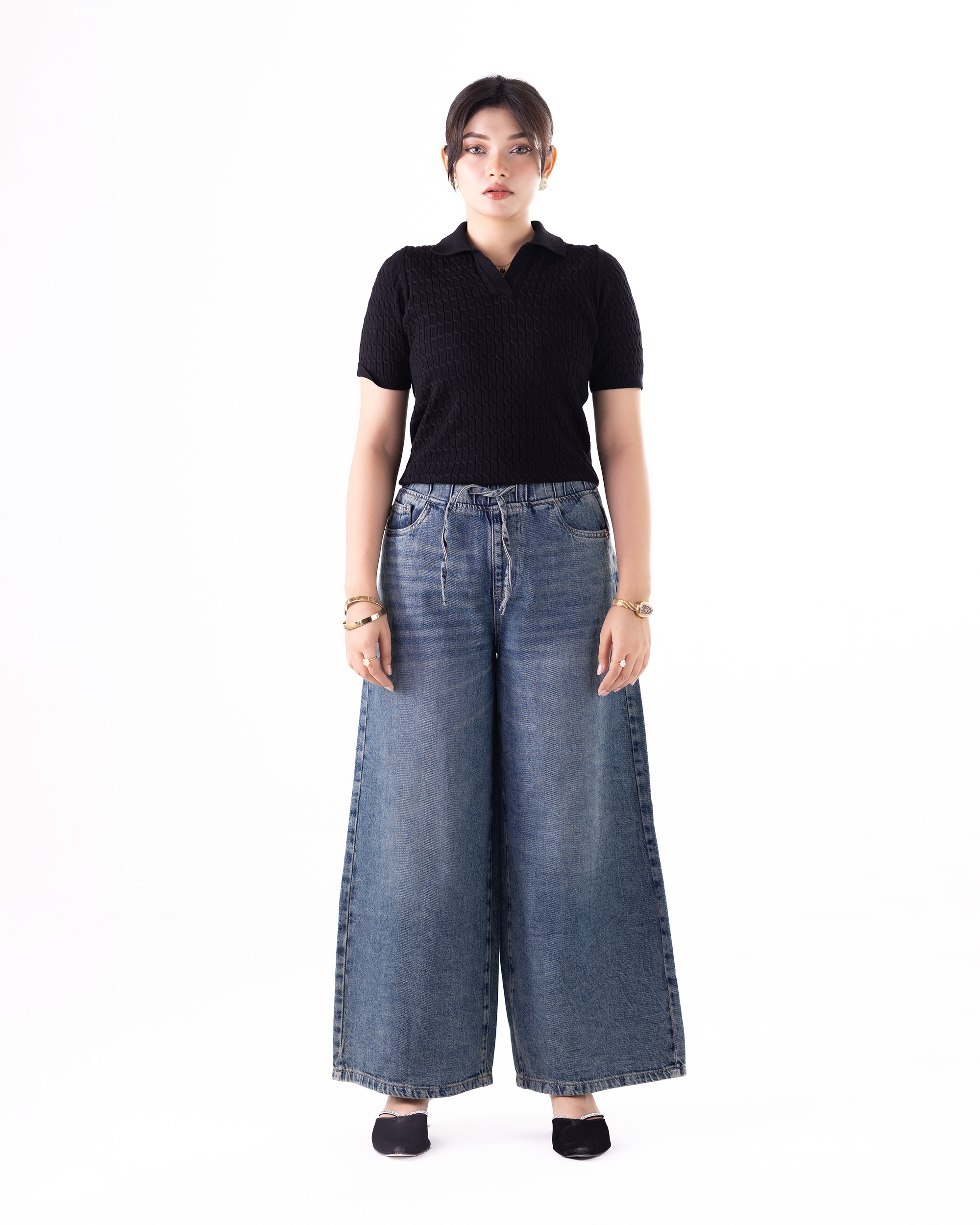Comfy Wide-Leg Denim Pant || 41011 alternative angle